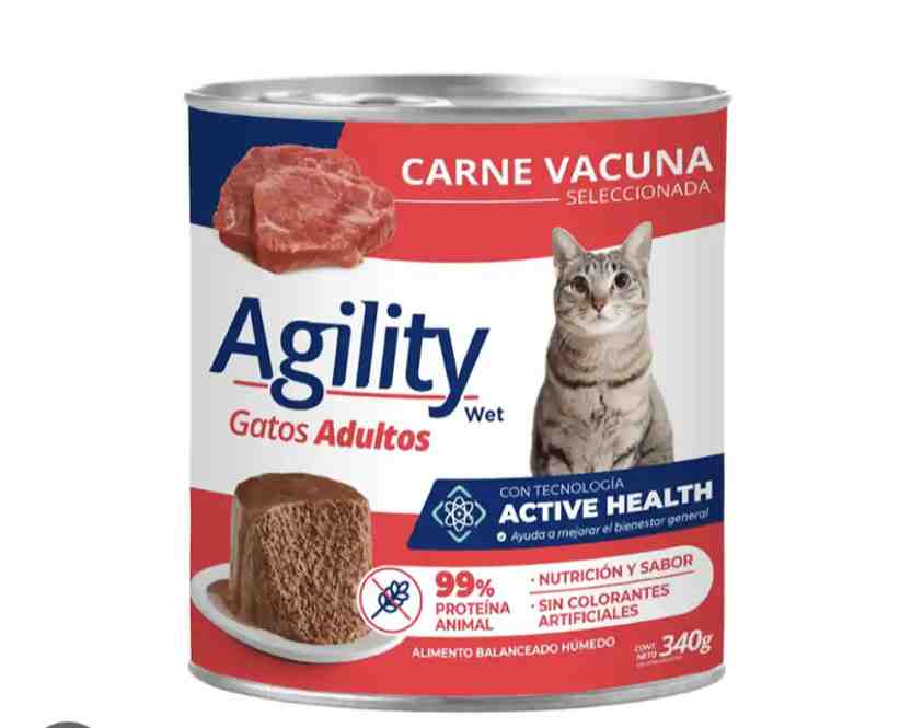 LATA AGILITY GATO ADULTO CARNE 340 GM